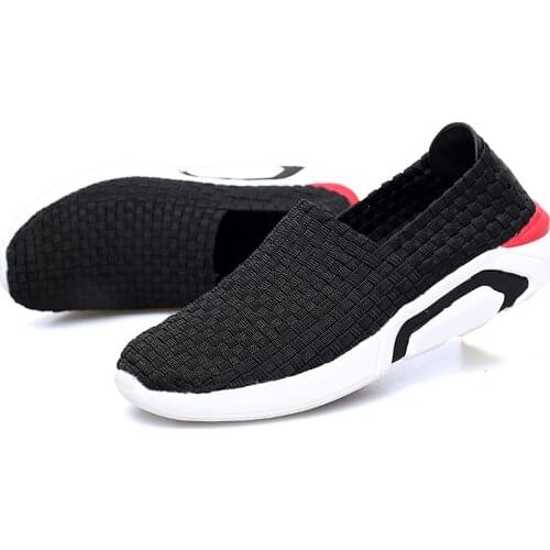 2019 Men Fashion Breathable Hand Woven Casual Shoes Female Loafers Men Shoes Summer Mesh High Quality Flat Slip On Shoes