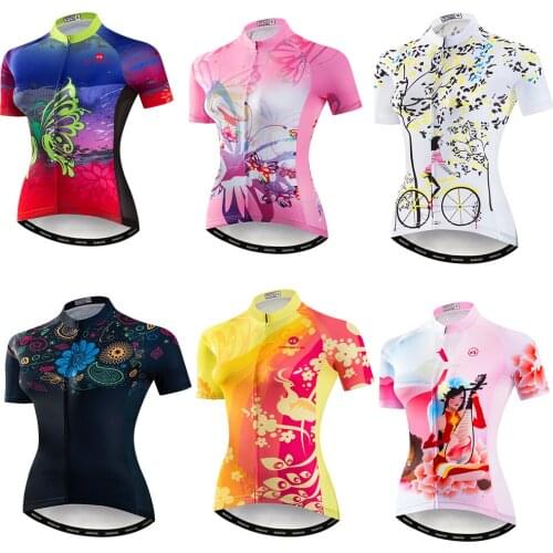 Womens Short Sleeve Cycling Jersey Quick Dry Breathable MTB Bike Clothing Full Zip Tops T-shirt ropa ciclismo US Size