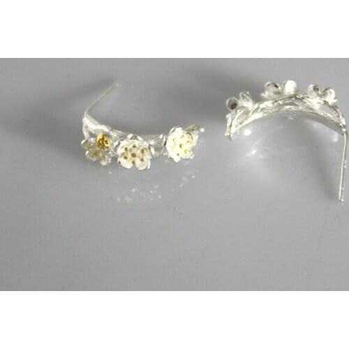 WYJZY Flower branches sterling silver ladies earrings womens fashion birthday gift earrings exquisite anniversary gift