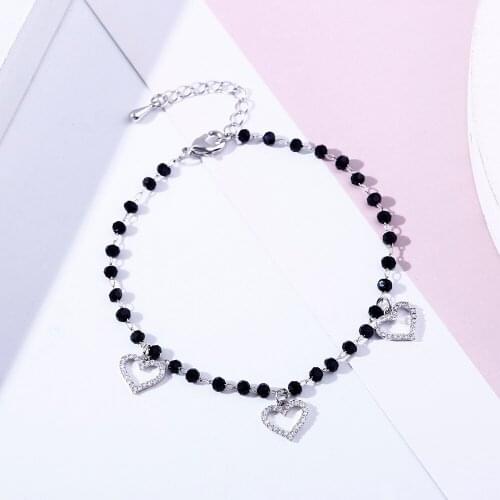 Stainless Steel Bracelet Chain For Woman Heart-Shaped Beads Adjust Fashion Jewelry Wedding Party Girls Gift New 2021