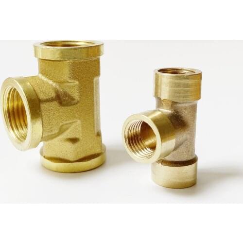 1/8" 1/4" 3/8" 1/2" BSP Female Thread Tee Type 3 Way Brass Pipe Fitting Adapter Coupler Connector
