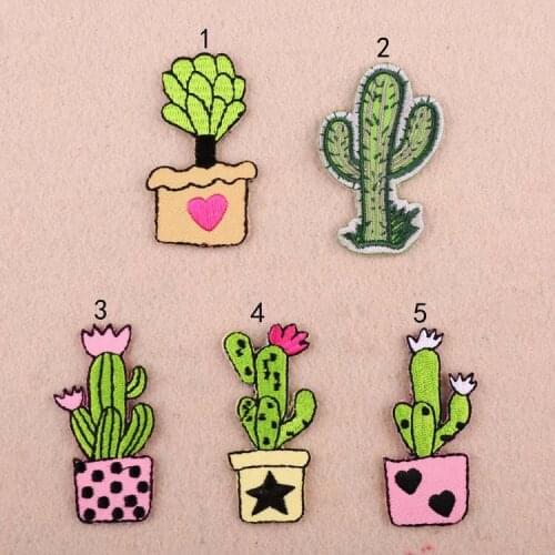 1pcs Cactus Theme Embroidered Patches Sew On/Ironing for Applique Stickers Badge Accessories Decoration Clothing Patch