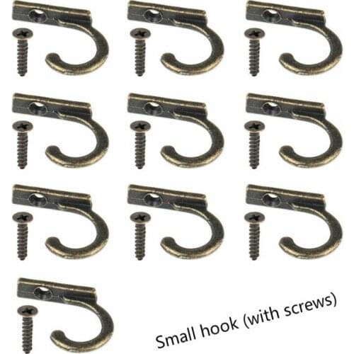 10pcs Hook Mini Size Wall Mounted Retro Cloth Hanger for Coats Hats Towels Keys