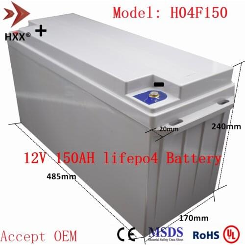 LiFePO4 12V 150AH Battery Lithium Ion 12 V 12.8V 2KW Solar Battery Deep Cycle Free Maintenance for Sightseeing Car RV Golf Cart