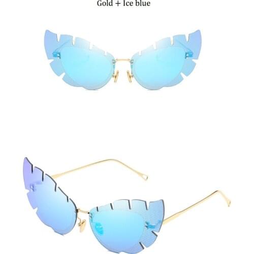 2019 Feather Sunglasses Women Cat Eye Personality Glasses UV400 Unisex Fashion Sunglasses Irregular Butterfly Metal Sunglasses