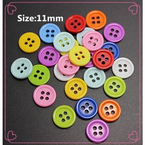 250PCS 11mm mixed colors round flatback plastic buttons 4 Holes Sewing children Buttons,SK004