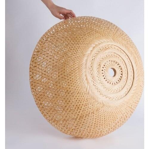 38cm/45cm/60cm Bamboo Wicker Rattan Lampshade Hand-Woven double layer bamboo dome lampshade Asian Rustic Japanese Lamp Design