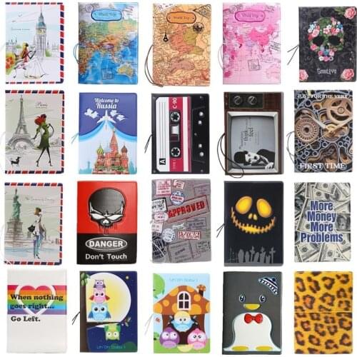 3D Design Vintage World Trip Passport Cover ID Credit Card Bag PVC Leather Passport Holder 14*9.6CM