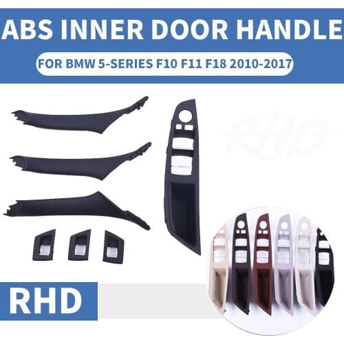 4/7PCS Right Hand Drive RHD For BMW 5 series F10 F11 F18 520 525 Black Car Interior Door Handle Inner Panel Pull Trim Armrest