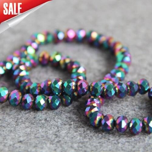 6*8mm Faceted Purple AB+ colorful glass Crystal chalcedony beads loose 70pcs DIY Jewelry making design wholesale