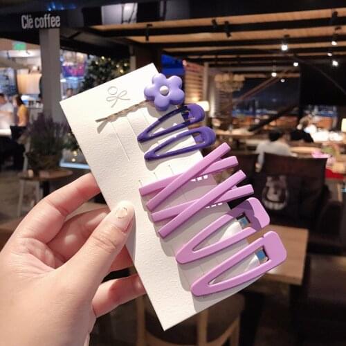 7PCS/Set New Kawaii Flower Hair Pins Chic Candy Color Hair Clips For Girls Fashion Solid Color Party Children Headwear