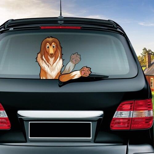 A Collie Waving Wiper Decals PVC Rear Window Wiper Stickers Rear Windshield Stickers Car Stickers And Decals for Auto Products
