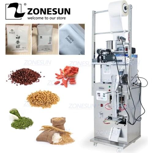 ZONESUN Automatic 2-50G Dry And Massive Power Hardware Nut Automatic Powder Tea Surge Filling Sealing Racking Packing Machine