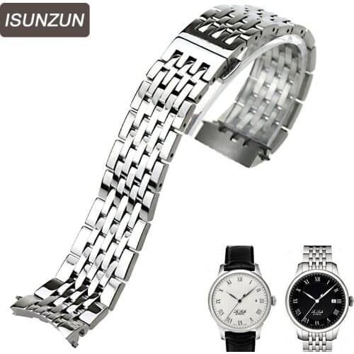 ISUNZUN 19mm Stainless Steel Watch Strap For Tissot For Lelocle 1853 For T41 Watches Band Silver/Gold Bracelet Belt Watch Straps