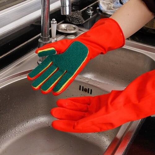 Home Washing Cleaning Gloves Kitchen Dish Sponge Fingers Rubber Household Cleaning Gloves for Dishwashing