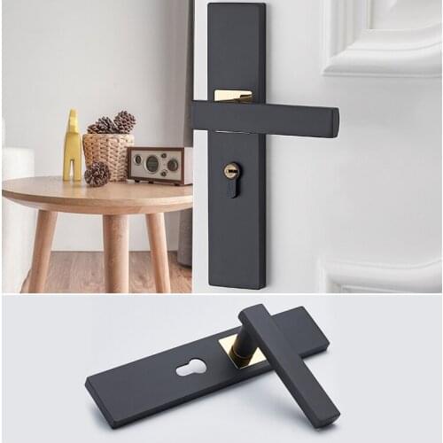 Aluminum Alloy Door Handle Locks Continental Bedroom Minimalist Interior Security Mute Swing Door Lock sets Household