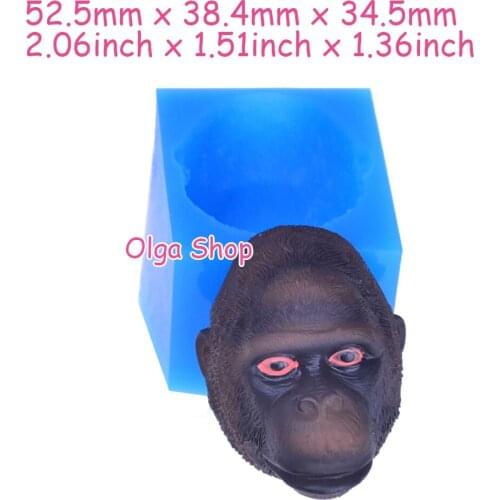 DYL325 52.5mm x 38.4mm x 34.5mm Gorilla Head Silicone Mold Fondant Cake Decoration Candy Resin Clay Earrings Necklace Craft Soap