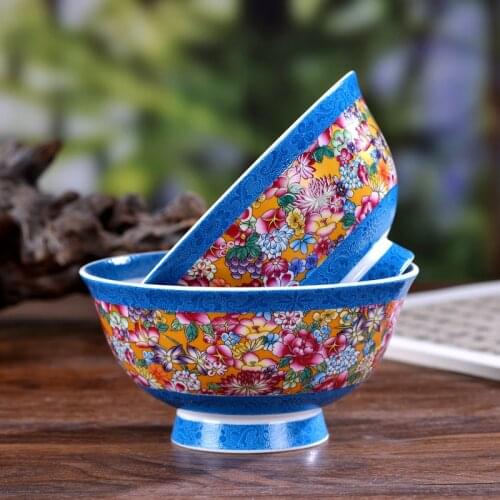 5/6 inch Chinese Style Bone china Rice Bowl Jingdezhen Ceramic Noodle Bowls Kitchen Tableware Food Holder Art Home Dinnerware