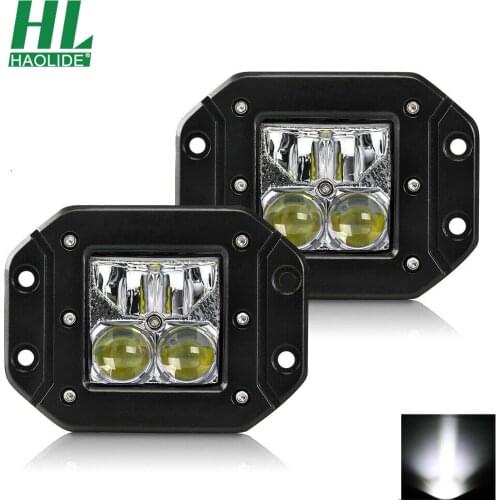 HAOLIDE 2PCS 5inch 160W Flush Mount CREE LED Work Light Pods Combo Driving Lamp 12V 24V 5" Offroad Truck