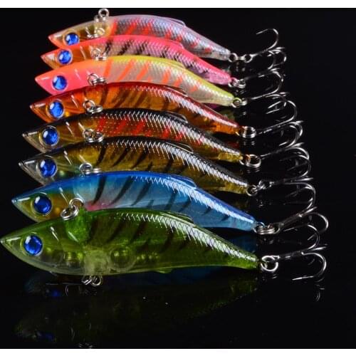 8pcs 7.5cm 10g Isca Artificial Bait Hard VIB Lures Fishing Pencil Bait Treble Hooks Sinking Crankbait Fishing Tackle 3D Eyes