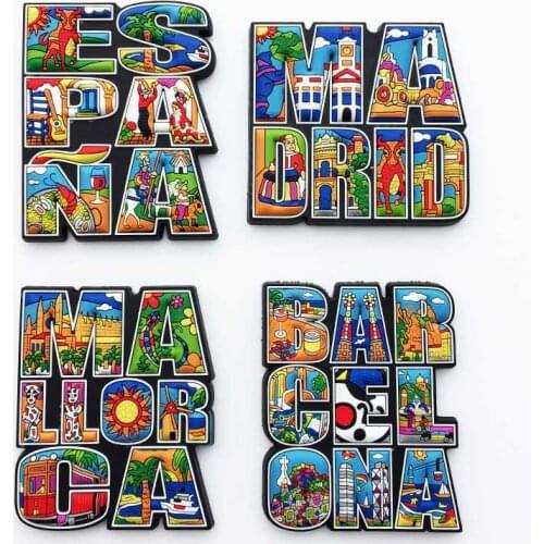 Spain Fridge Magnets Barcelona Madrid Mallorca EspanaTourism Souvenir Soft Silicone Magnetic Refrigerator Sticker Decor Gifts