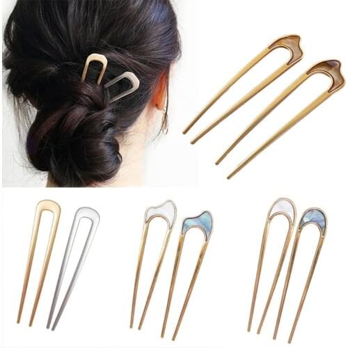 Metal U Shaped Hair Pins French Style Hair Stick Forks Chignon Pins Bridal Hairstyle DIY Metal Hair Clip Accessories