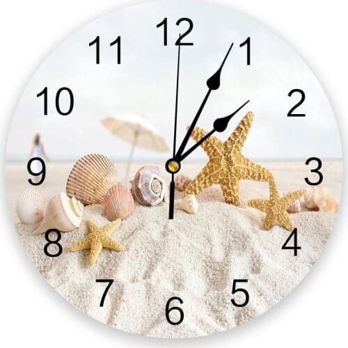 Starfish Shell Beach New Wall Clock Fashion Living Room Quartz Watch Modern Home Decoration Round Clocks