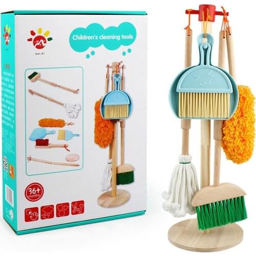 Childrens Cleaning Toy Set Simulation Childrens Mini Broom Dustpan Mop Cleaning Tool Combination Baby Play House Toy for Kids
