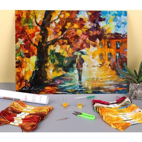 Sympatic Day Printed Water-Soluble Canvas 11CT Cross Stitch Embroidery Complete Kit DMC Threads Craft Knitting Wholesale