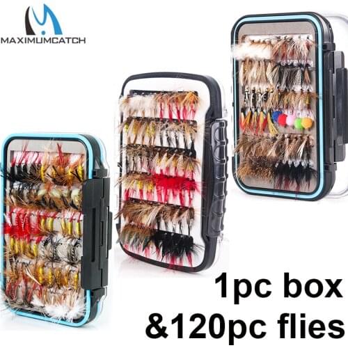 Maximumcatch 120pc Fly Fishing Flies Set #2-#14 Streamer Dry Nymph Trout Wet Fly Flies Fishing Lures Fishing Tackle Pesca