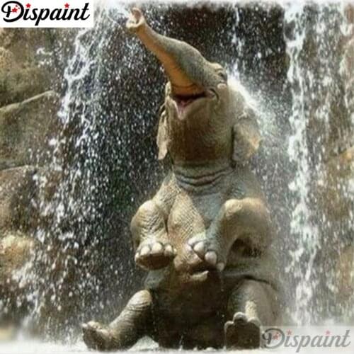 Dispaint Diamond Painting "Animal elephant" Cross Stitch Custom Photo Diamond Embroidery Square Round Drill Home Decor A27018