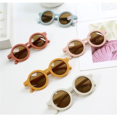 2021 New Childrens Sunglasses Retro Solid Color Anti Uv Small Round Glasses Eyeglass For Kids Children Shades