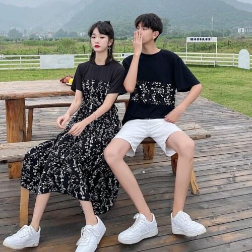 2021 summer new couples dress mens short-sleeved T-shirt couples clothes couples clothing