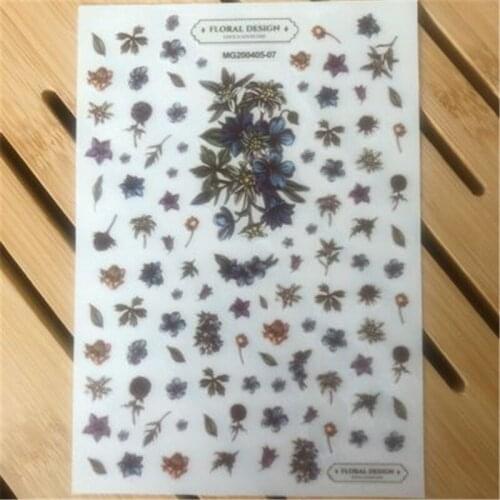 Wholesale Price New Japanese Style Light Traceless Nail Stickers Colorful Flowers Nail Art Decoration Paper Stickers Nail Decals