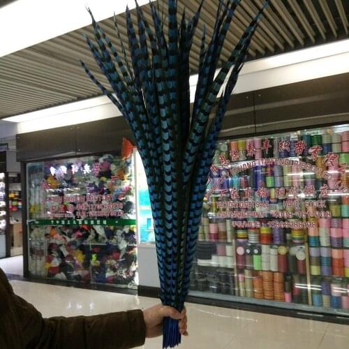 New listing! Perfect 100pcs 80-90 cm/32-36 inches Sky blue copper chicken feathers decoration diy collection stage performances