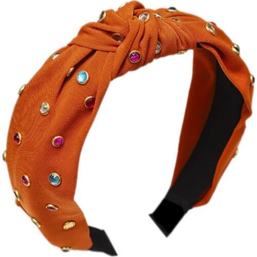 Charm Wood Colorful Rhinestones Women Hair Hoop Elegant Crystal Hairband Lovely Diamond Hair Accessories for Party Engagement