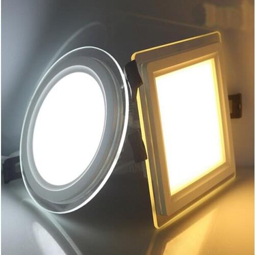 Dimmable LED Panel Light Round/Square Glass Panel Downlight 6W 9W 12W 18W 24W Recessed indoor Lighting LED Panel Lamps AC85-265V