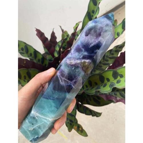 Rare natural fluorite quartz obelisk crystal rod Reiki healing 1300-1400g
