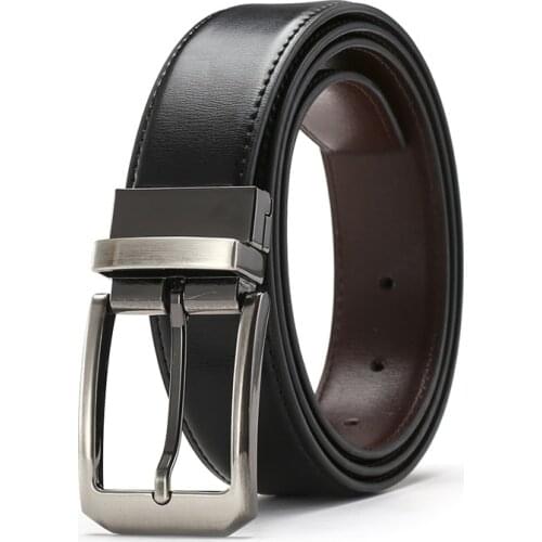 Double-sided Genuine Leather Men Belts Dress Belt Reversible High Quality Buckle Cowskin Casual Belts Business Pin Belt Man