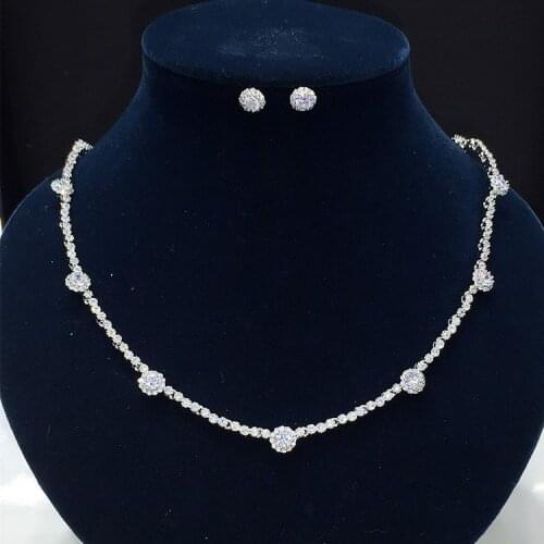 Luxury Classic White Gold Color AAA+ CZ Stone Wedding Bridal Dress Accessories party Jewelry Sets for women GLN0150/GLE4826Y