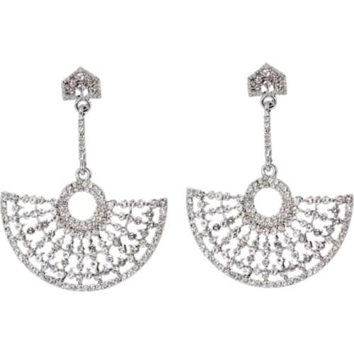Luxury Crystal Rhinestones Earrings Fan Half Round Dangle Baroque drop Earrings bride Party & Holiday & Wedding Earring
