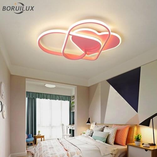 Pink Heart Shaped Modern LED Chandelier Lights Living Dining Childrens Room Bedroom Iron Aluminum Child Lamps Indoor Lighting