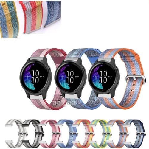 20mm 22mm Woven Nylon Band Sport Loop Strap for Garmin Venu Sq for Garmin Forerunner 645 245 245 Music Watch Strap