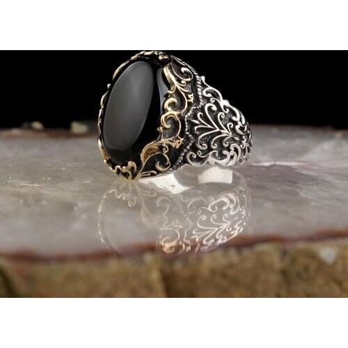 Zircone Traditional Turkish 925 Silver Mens Handmade Signet Rings Jewelry Gift From Turkey for Women Men