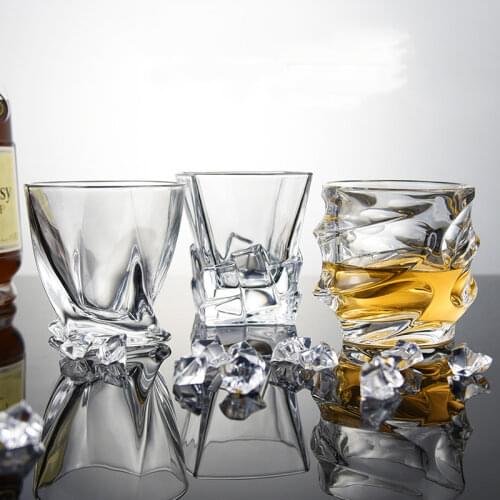 Thickened Crystal Glass At The Bottom, Whiskey Glass, Brandy Glass, Creative Irregular Shape Beer Glass,Restaurant Bar Cup Hot