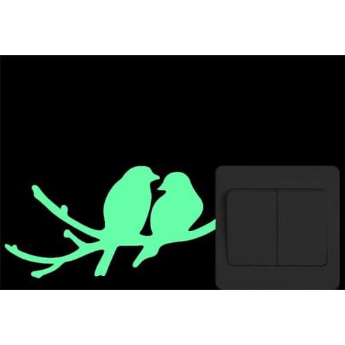 Birds on the Branch Vinyl Switch Sticker Glow in the Dark Cartoon Animal Wall Art Sticker Romantic Decoration Decals Home Decor