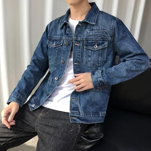Vintage Denim Jacket Mens New Slim Cotton Comfortable Pocket Cargo Vestido Jean Coat Plus Size M-5XL