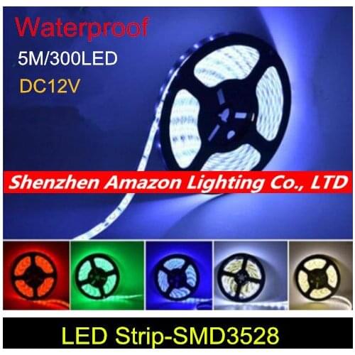 5M 300Led IP65 waterproof RGB Led Strip Light 3528 DC12V 60Leds/M Flexible Lighting String Ribbon Tape Lamp Home Decoration Lamp