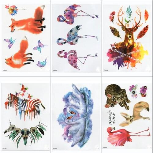 Waterproof Temporary Tattoo Sticker Samll Arm Sleeve Tattoo Swan Animal Full Flower Tatoo Body Art Tattoo