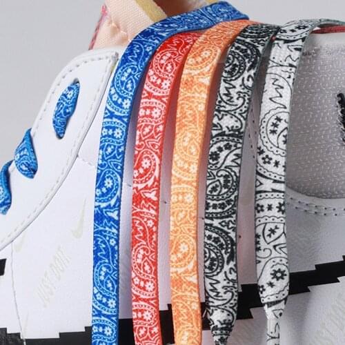 High Quality Cashew Flowers Shoelaces Women Men Red Black Blue Hand-painted Sports Casual Shoes Laces Flat Shoelaces